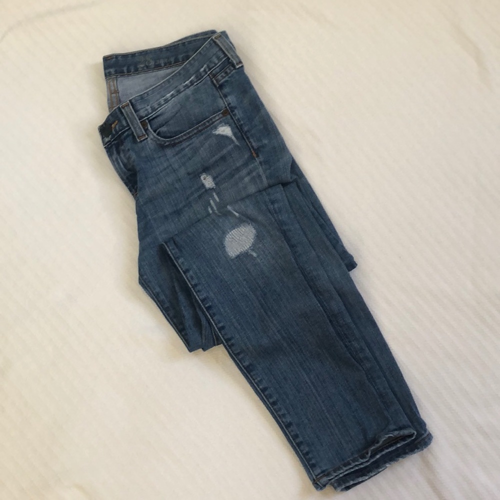 JCrew Toothpick Distressed Ankle Jeans